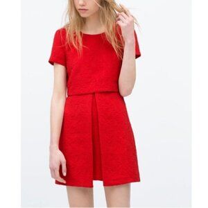 ZARA Red double layer jacquard dress Size XS